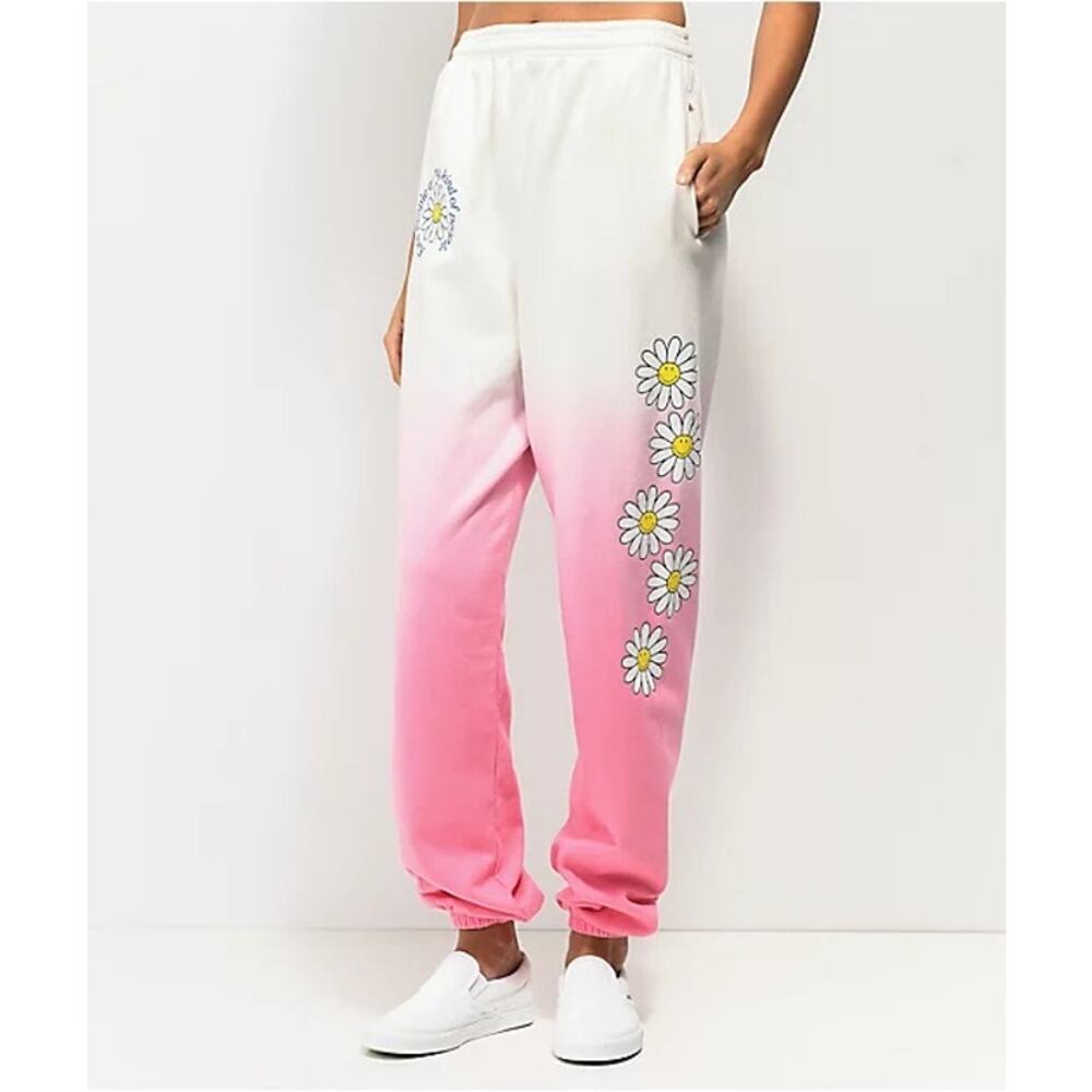 By Samii Ryan x Smiley Kind People pink and white dip dye sweatpants